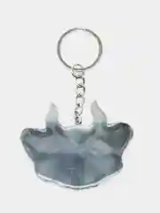 Серый брелок "Кот с рожками" из эпоксидной смолы, ручная работа