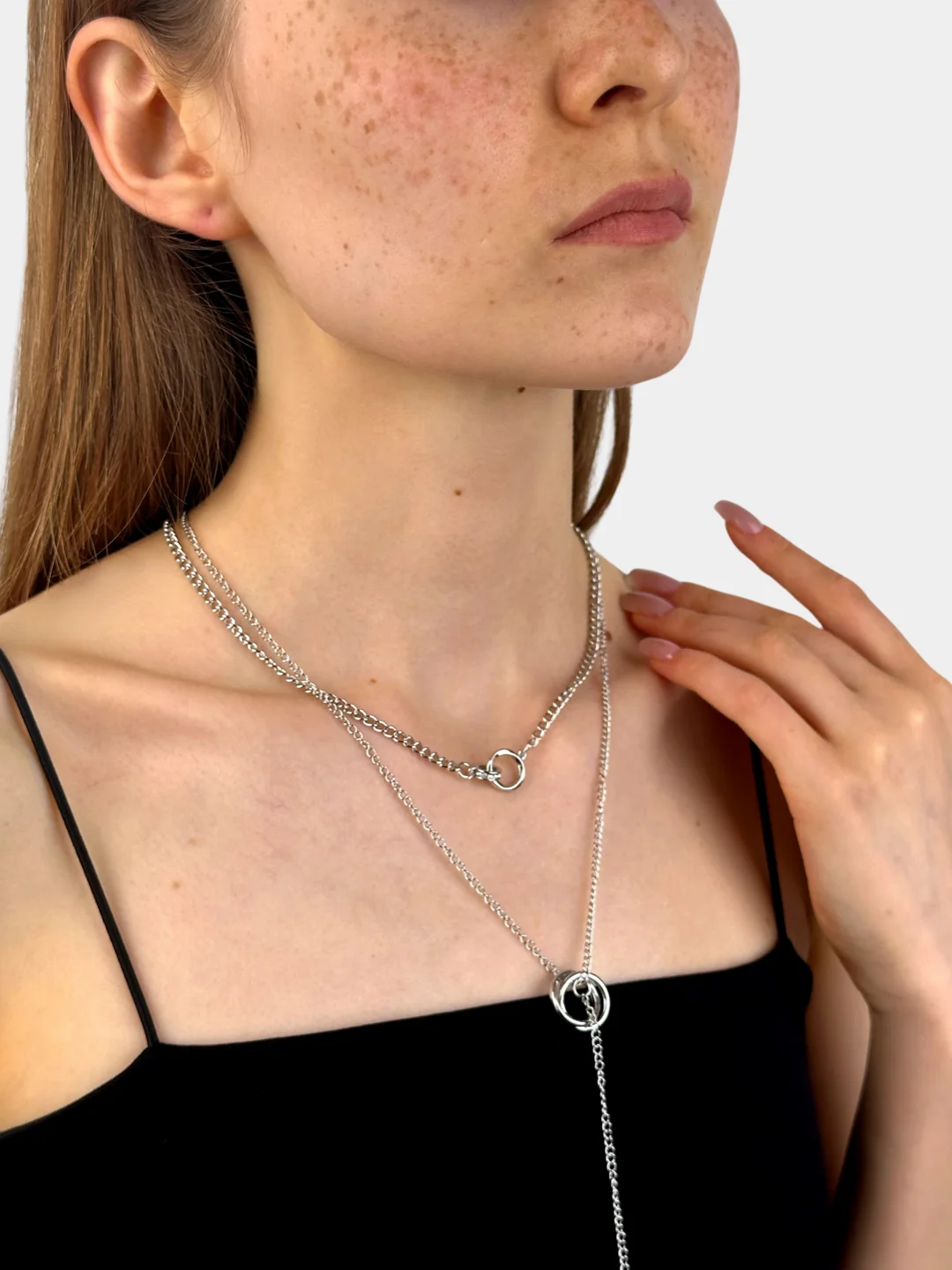 Серебряный цепочка на Новый год двойная