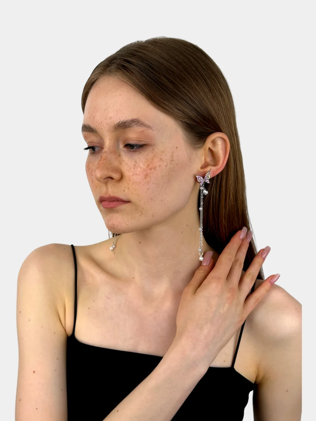 Серебряный серьги на Новый год женские гвоздики
