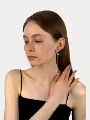 Серебряный серьги на Новый год женские гвоздики