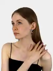 Серебряный серьги на Новый год женские гвоздики