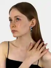Серебряный серьги на Новый год женские гвоздики