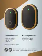 Черный звонок дверной беспроводной на батарейках для входной двери Birdhouse, умный звонок