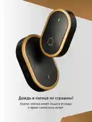 Черный звонок дверной беспроводной на батарейках для входной двери Birdhouse, умный звонок