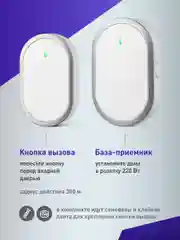 Белый звонок дверной беспроводной на батарейках для входной двери Birdhouse, умный звонок