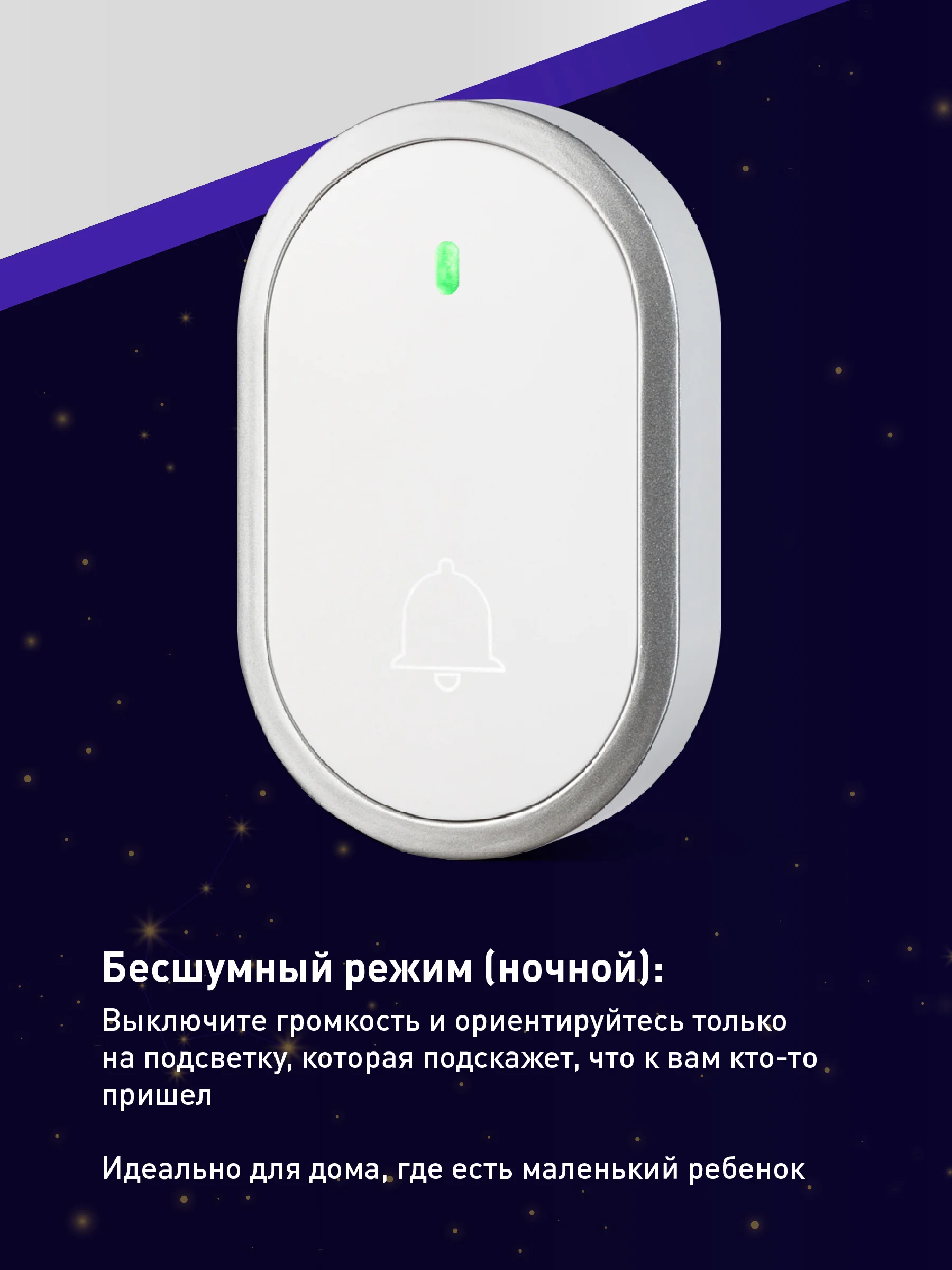 Белый звонок дверной беспроводной на батарейках для входной двери Birdhouse, умный звонок