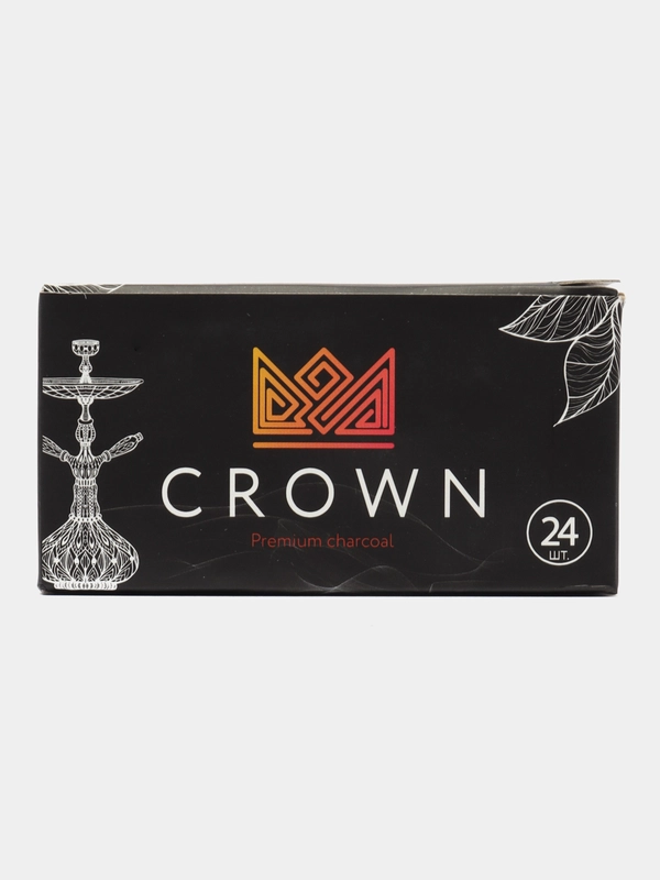 Уголь для кальяна Crown кокосовый, кубики 22 мм по 24 и 96 шт в фирменной упаковке