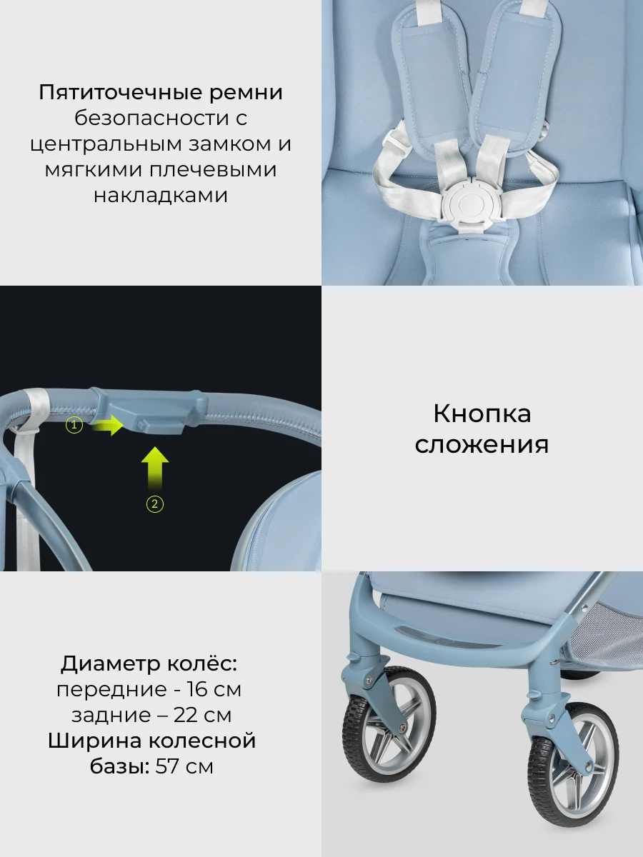 Ледяной коляска детская прогулочная Farfello Fest Lux небесно-голубой