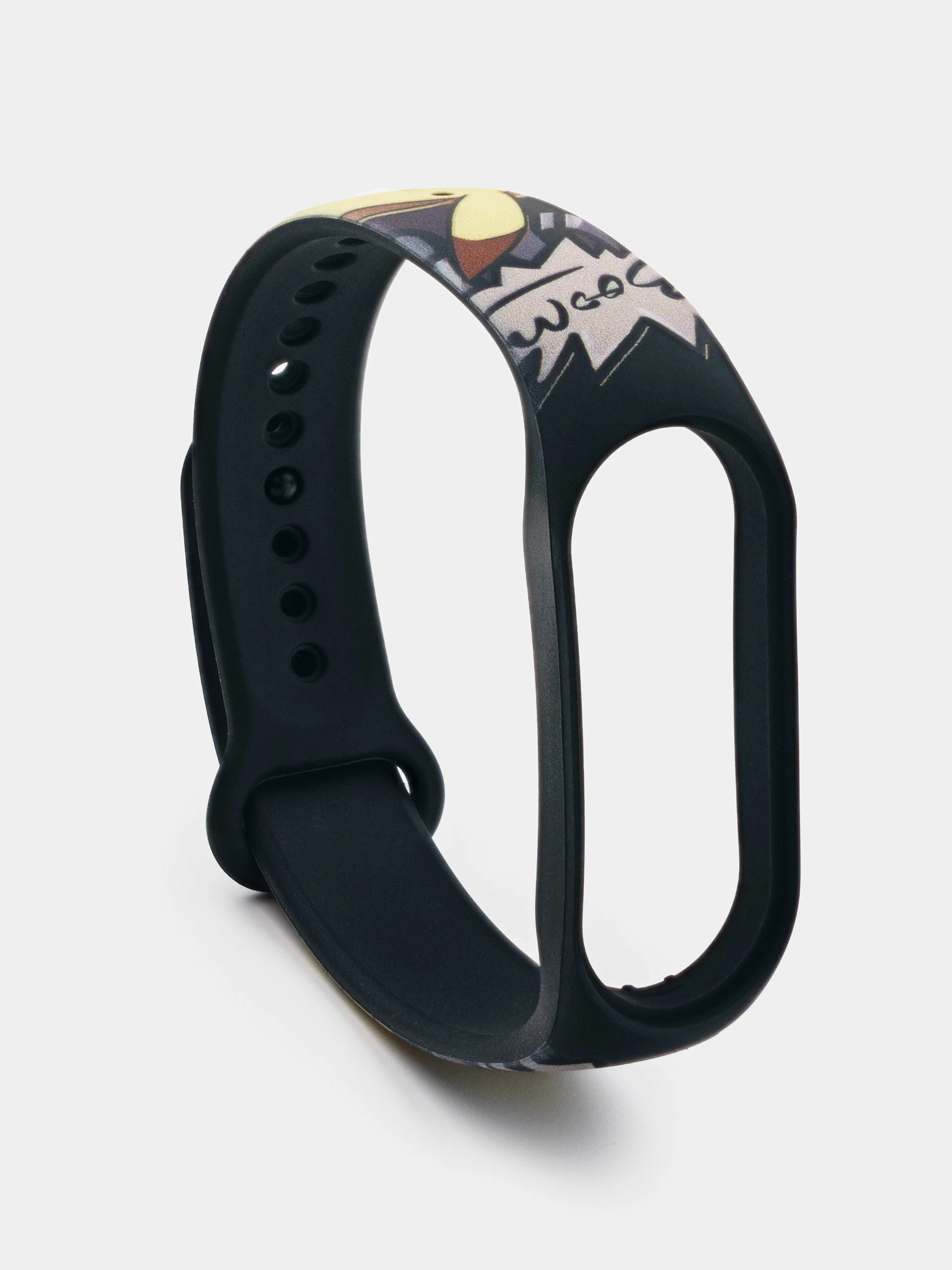 Угольный ремешок для Xiaomi Mi Band 3/4/5/6/7 с рисунком