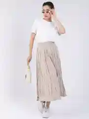 Бежевый юбка жатка длинная хлопок, нарядная