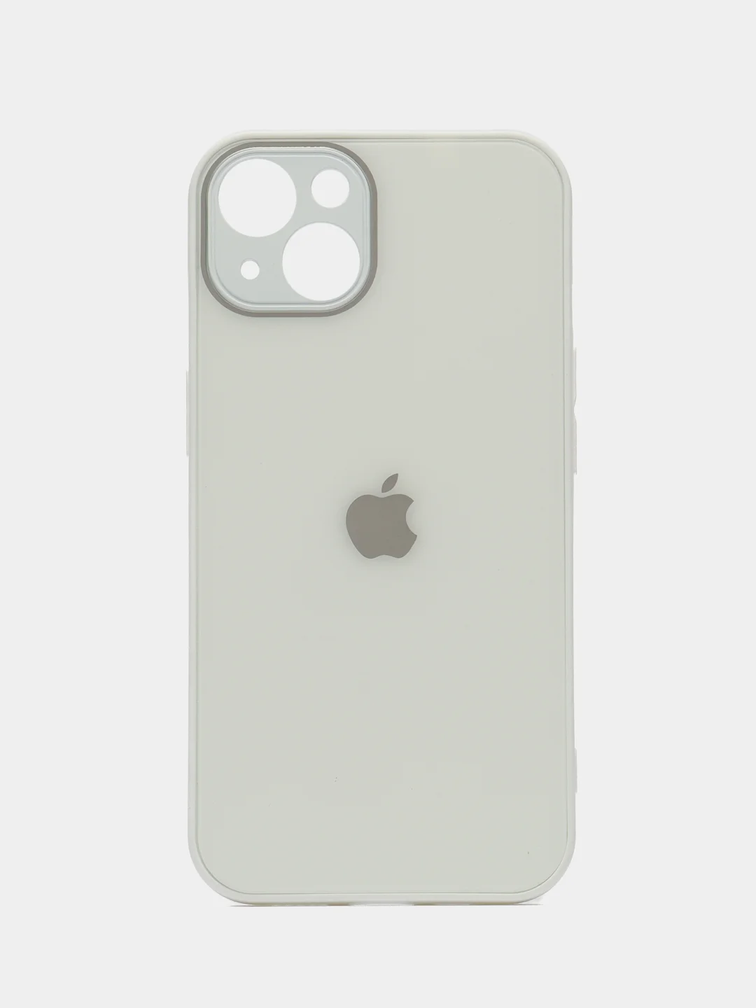 Белый чехол на iPhone 13, со стеклянной панелью и защитой камеры