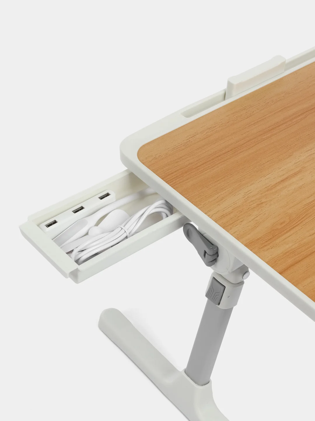 Белый столик подставка складной для ноутбука, с вентилятором, USB разветвитель на 3 порта кабель