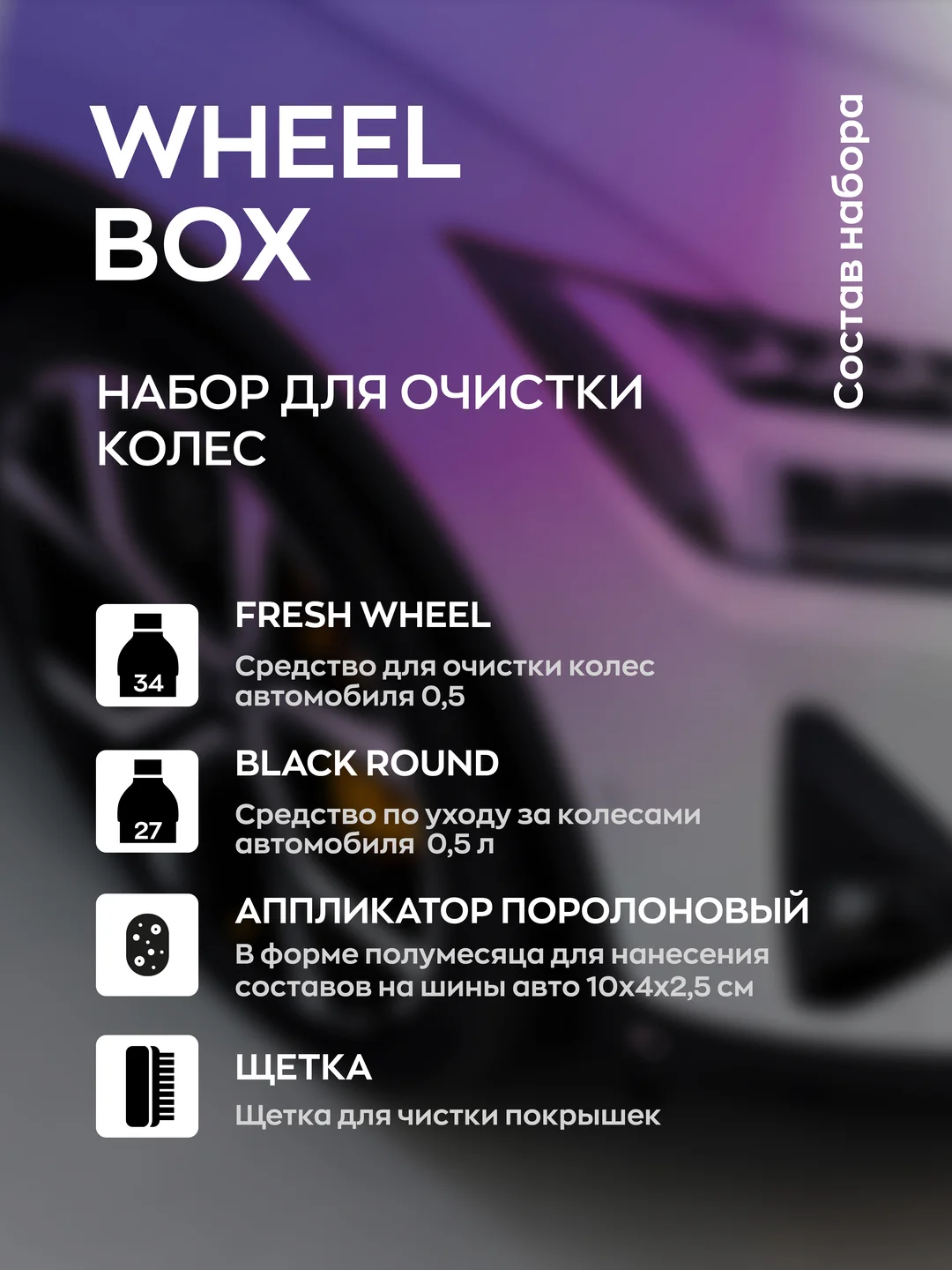 Набор автохимии для ухода за колесами автомобиля Smart Open WHEEL BOX / подарочный набор