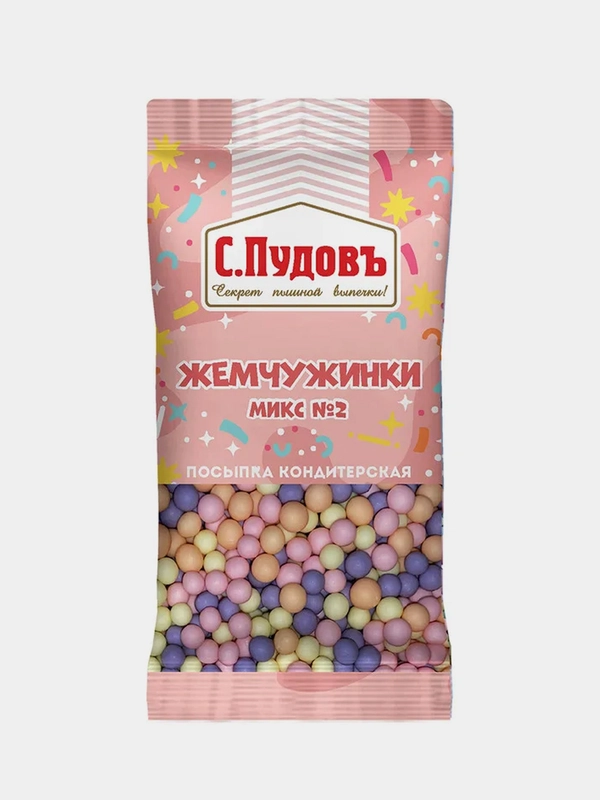 Посыпка кондитерская С.Пудовъ "Жемчужинки микс №2", 15 г
