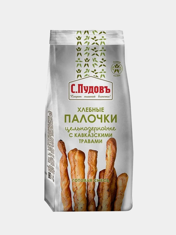 Готовая смесь С.Пудовъ Хлебные палочки из цельнозерновой муки с кавказскими травами, 400 г