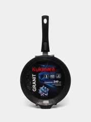 Сковорода глубокая с широким дном Kukmara, прочное покрытие Granit Black, съемная ручка