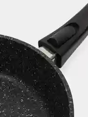 Сковорода глубокая с широким дном Kukmara, прочное покрытие Granit Black, съемная ручка