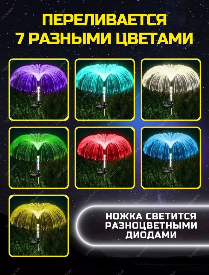 Садовый светильник на солнечных батареях для дачи и сада, фонарь Медуза,уличный светлячок