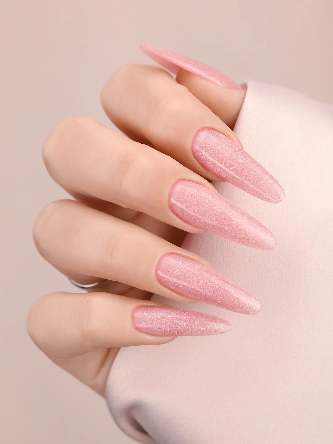 Розовый акрил-гель (Acryl gel) полигель FOXY EXPERT для наращивания ногтей с шиммером