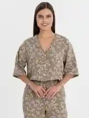 Зелёный хаки костюм, комплект женский в пижамном стиле, из муслина