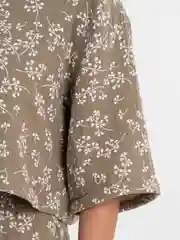 Зелёный хаки костюм, комплект женский в пижамном стиле, из муслина