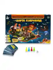 Настольная развивающая игра-ходилка, "Карта сокровищ" 75 карточек, учимся читать по слогам