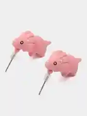 Серьги динозавр розовый Трицератопс