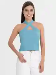 Голубой топ женский