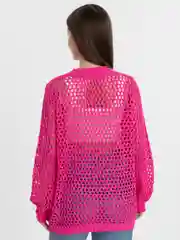 Розовый кофта сетка вязанная