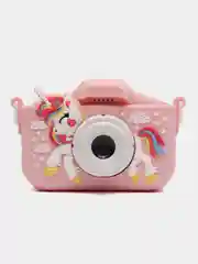Розовый детский цифровой фотоаппарат с селфи и играми развивающий