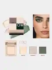Зеленый тени для век палетка QiBest, матовые, блестящие, нюд, мини-палетка, 3 оттенка, 7,5 г