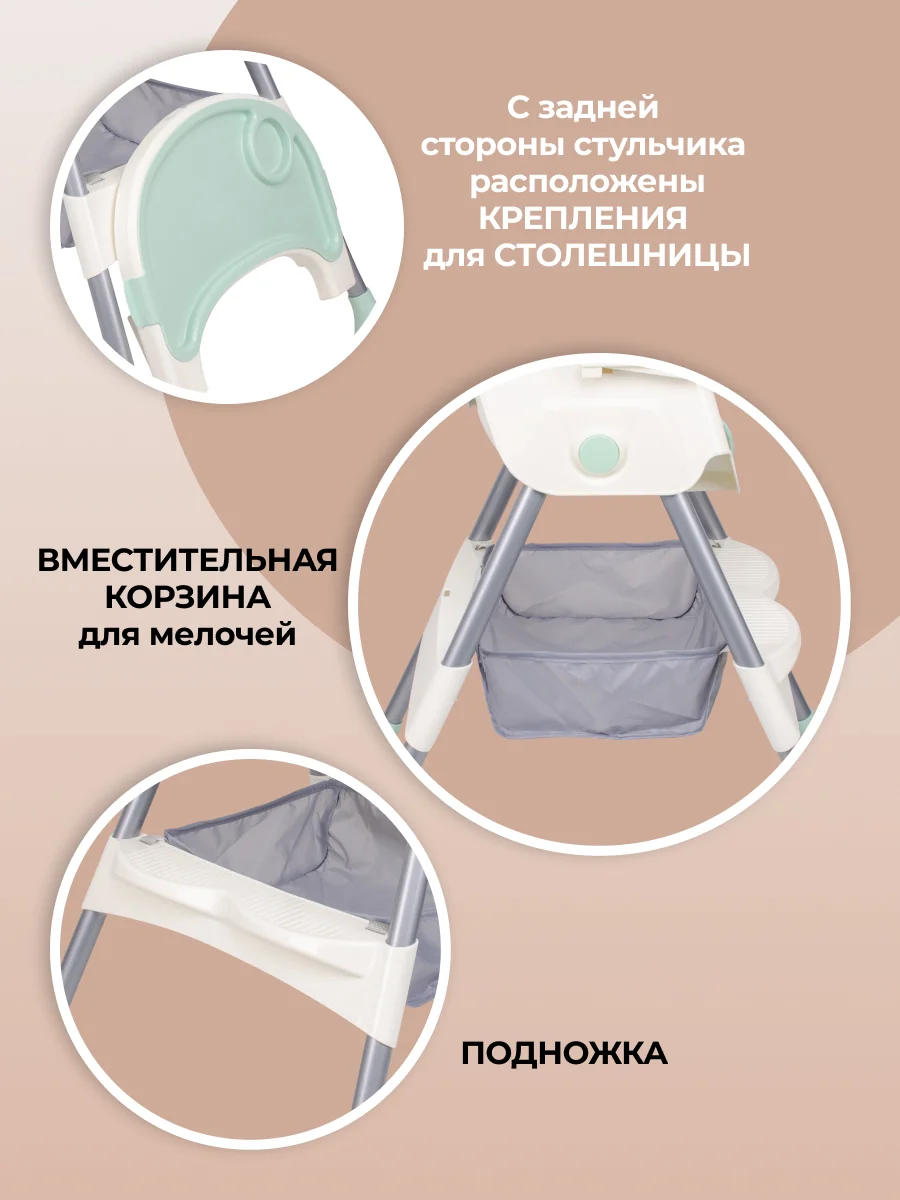 Мятный стульчик для кормления детский Costa Limma