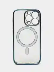 Синий чехол для IPhone 13 Pro силиконовый с Mag Safe и цветной окантовкой