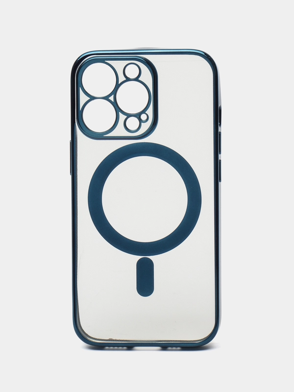 Чехол для IPhone 13 Pro силиконовый с Mag Safe и цветной окантовкой