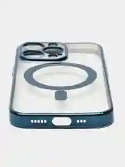 Синий чехол для IPhone 13 Pro силиконовый с Mag Safe и цветной окантовкой