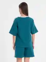 Зеленый женский костюм шорты с футболкой