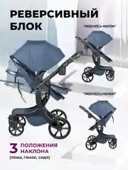Коляска для новорожденных, трансформер 2 в 1, Aimile Original New Black, темно-синий