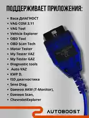 Автосканер диагностический, сканер для авто VAG COM KKL 409.1, адаптер OBD2