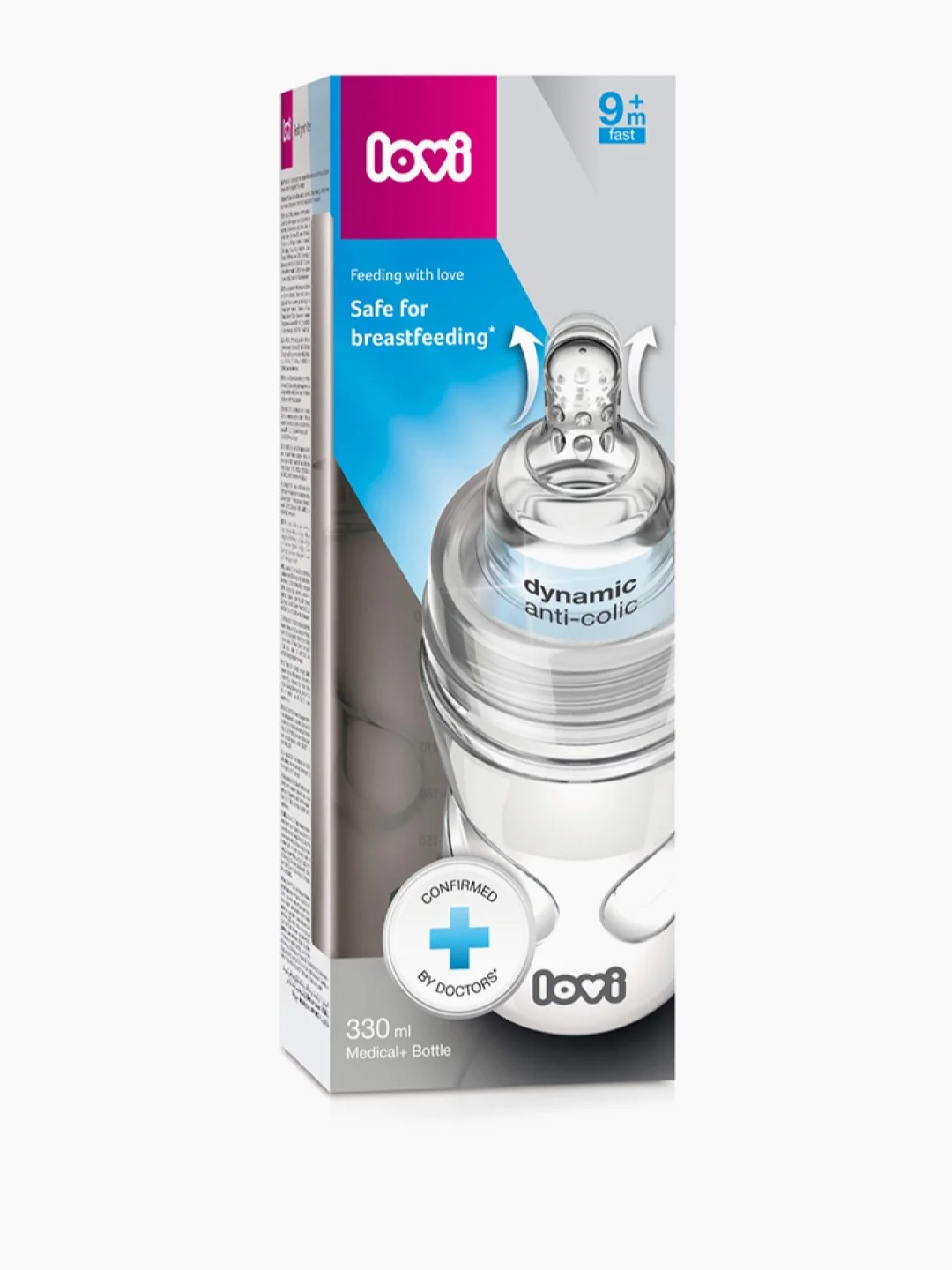 LOVI Medical+ Бутылочка для кормления 330мл от 9мес