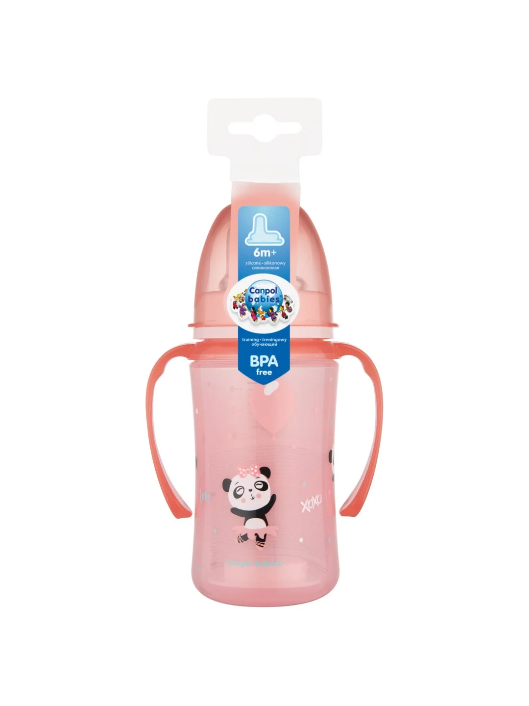 Розовый canpol Babies Exotic Animals Поильник с носиком обучающий 240 мл, 6+ месяцев