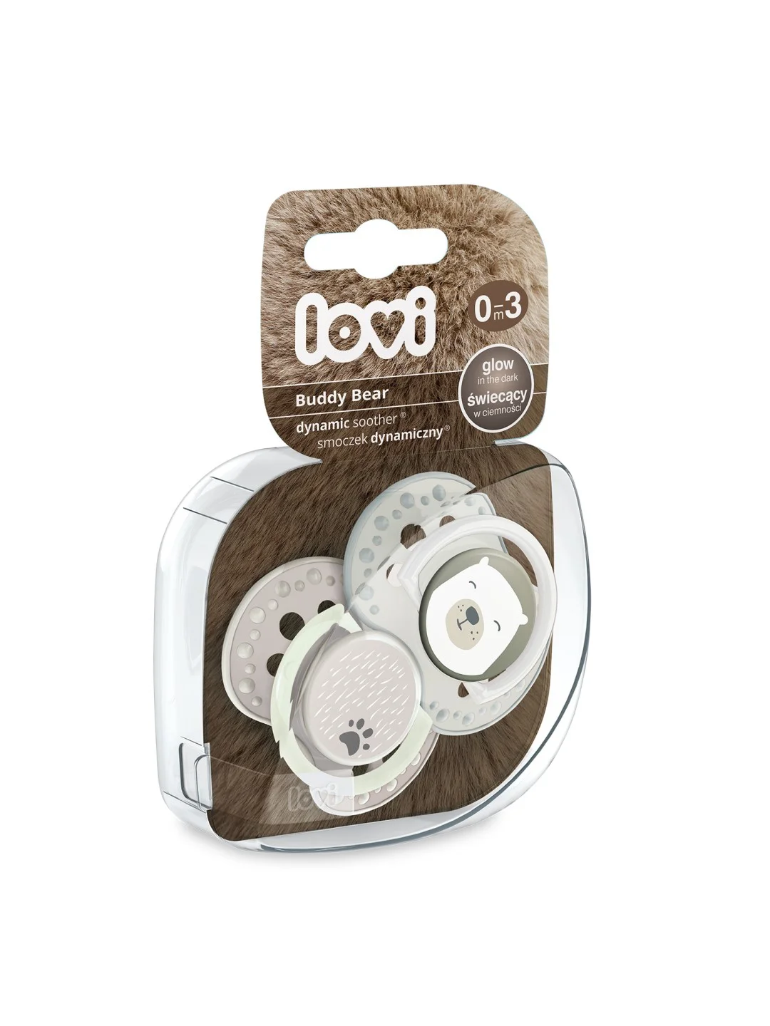 LOVI Buddy Bear Пустышка силиконовая динамическая 0-3 мес, 2 штуки