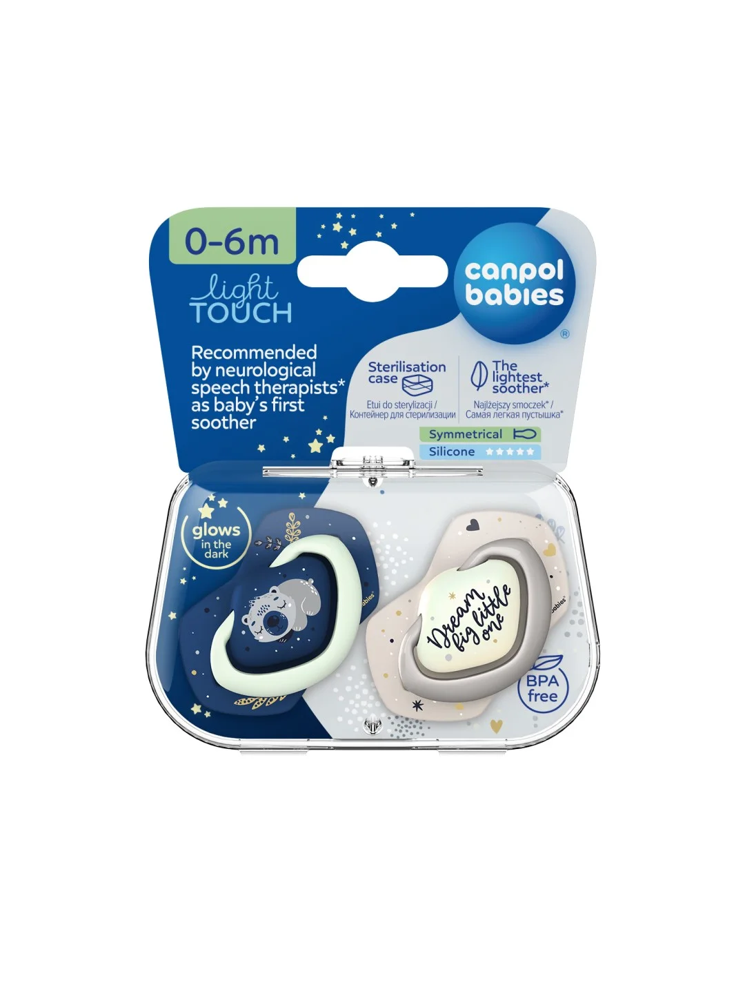 Голубой canpol Babies Sleepy Koala Пустышка силиконовая симметричная 0-6 месяцев, 2 штуки