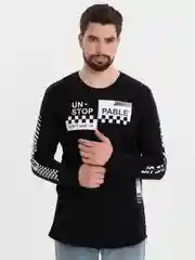 Черный мужская футболка с длинным рукавом лонглслив