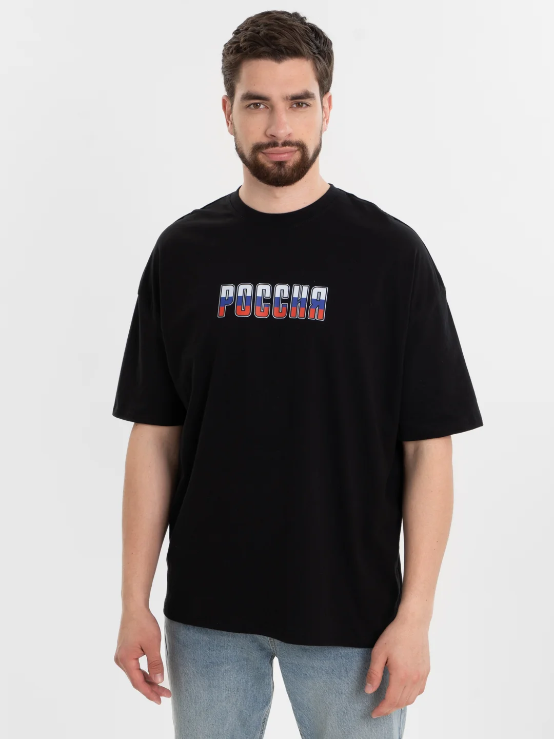 Хром футболка оверсайз "РОССИЯ/RUSSIA", унисекс, OverSize T-Shirt с принтом, хлопок
