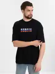 Черный футболка оверсайз "РОССИЯ/RUSSIA", унисекс, OverSize T-Shirt с принтом, хлопок