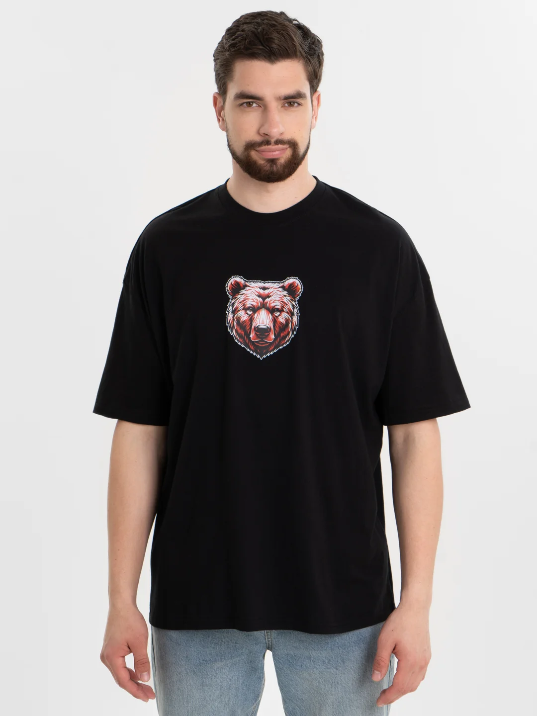 Красный футболка оверсайз "Инвестор/Трейдер", унисекс, oversize, T-Shirt "Бык/медведь" с принтом