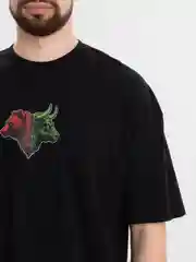 Разноцветный футболка оверсайз "Инвестор/Трейдер", унисекс, oversize, T-Shirt "Бык/медведь" с принтом