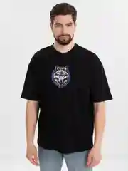 Черный футболка оверсайз "Волк", унисекс, oversize, T-Shirt с принтом, хлопок