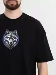 Черный футболка оверсайз "Волк", унисекс, oversize, T-Shirt с принтом, хлопок