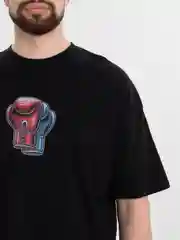Черный футболка оверсайз "Перчатки", унисекс, oversize, T-Shirt с принтом, хлопок